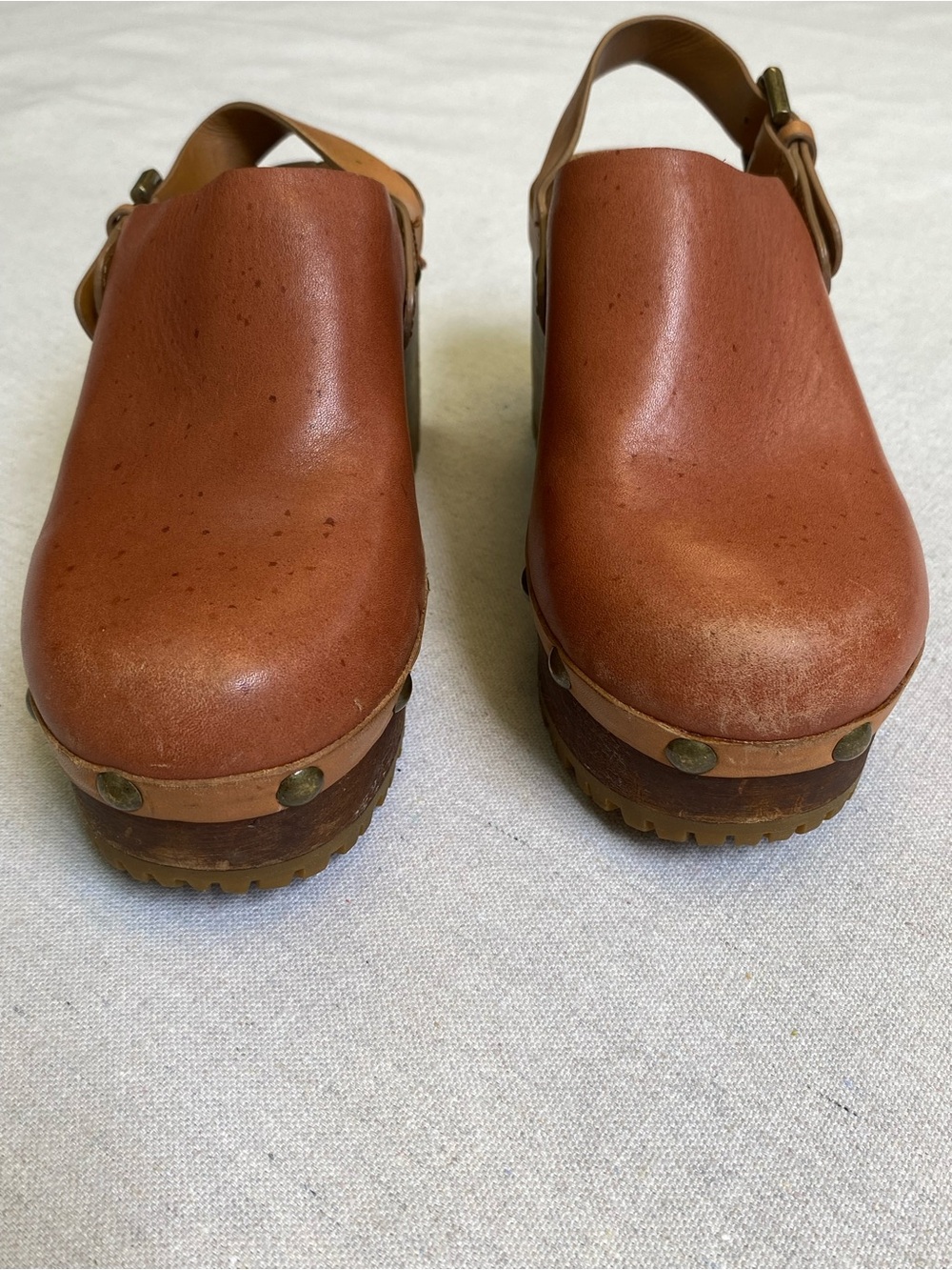 See By Chloe Leather Studded Sling Wooden Clog Size 35 - Picture 3 of 11